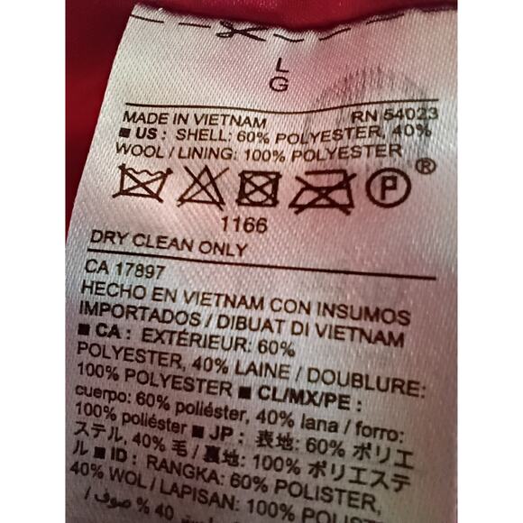 OLD NAVY Women's Heavy Winter Pea Coat Wool Polyester Large Red Formal Christmas - Picture 4 of 4